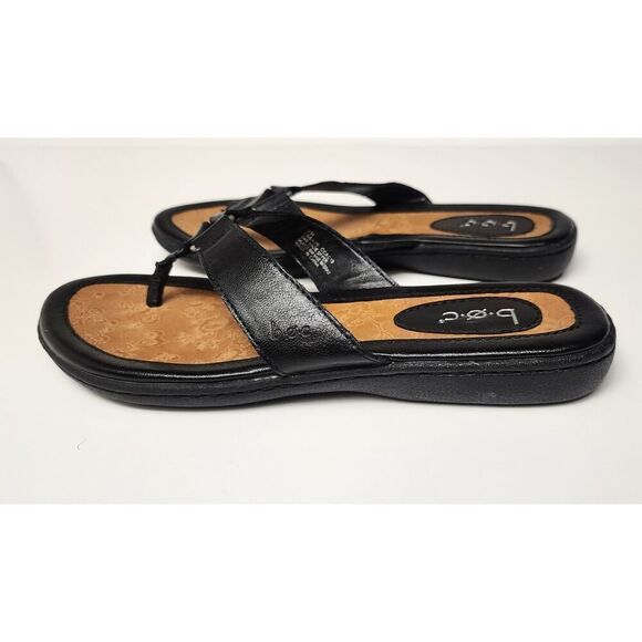 B.Ø.C Born Women Black Faux Leather Flip Flop Strap Thong Sandal Shoes Size 9M - Picture 6 of 9